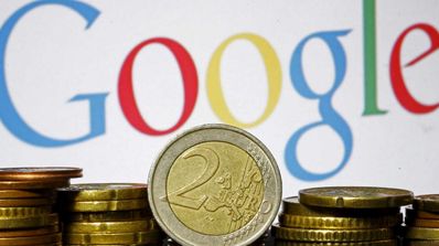 Logo de Google con monedas