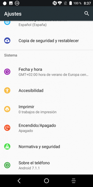 Ajustes del Alcatel 3X