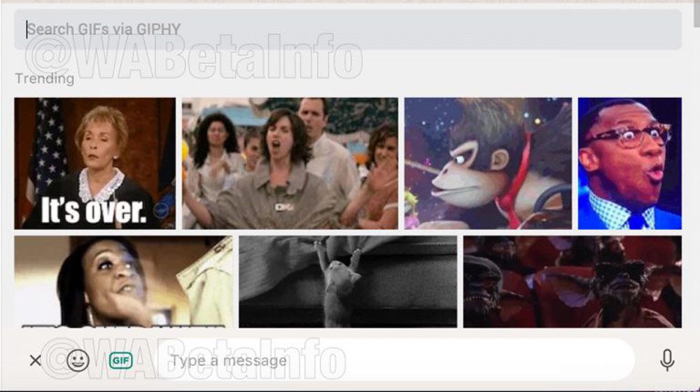 Novedades para WhatsApp Web en el apartado de búsquedas de GIFs
