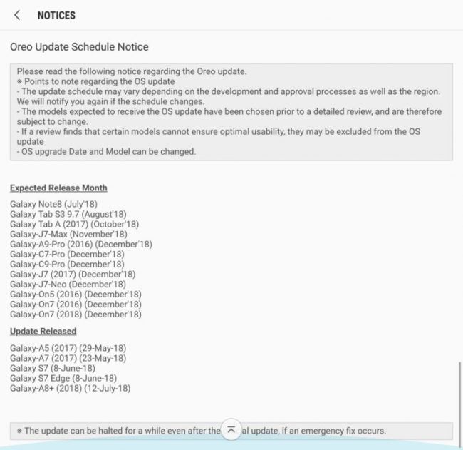 moviles Samsung-actualizacion Android Oreo