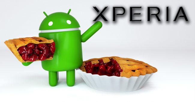 Logo de Sony Xperia junto al del Android 9 Pie