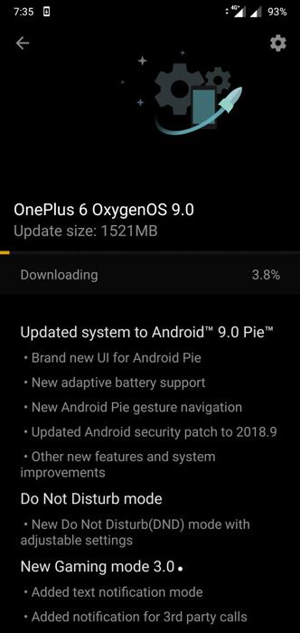 Descarga del firmware OxygenOs 9.0 con Android 9 Pie para el OnePlus 6