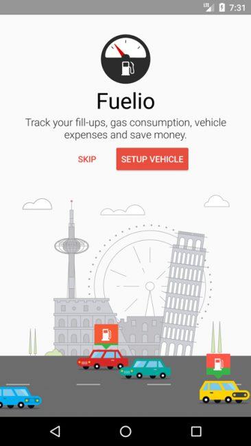 Interfaz de la app Fuelio