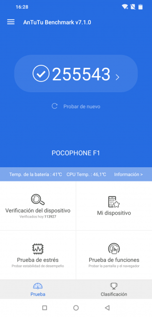 Resultado en AnTutu con el Pocophone F1