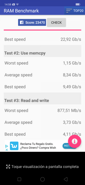 Resultados RAM con el Oppo Find X