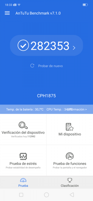 Resultados en AnTuTu con el Oppo Find X