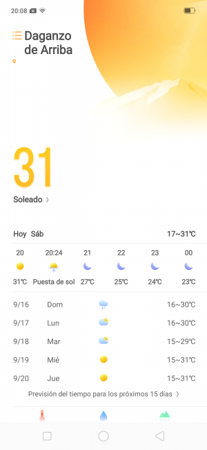 App tiempo del Oppo Find X
