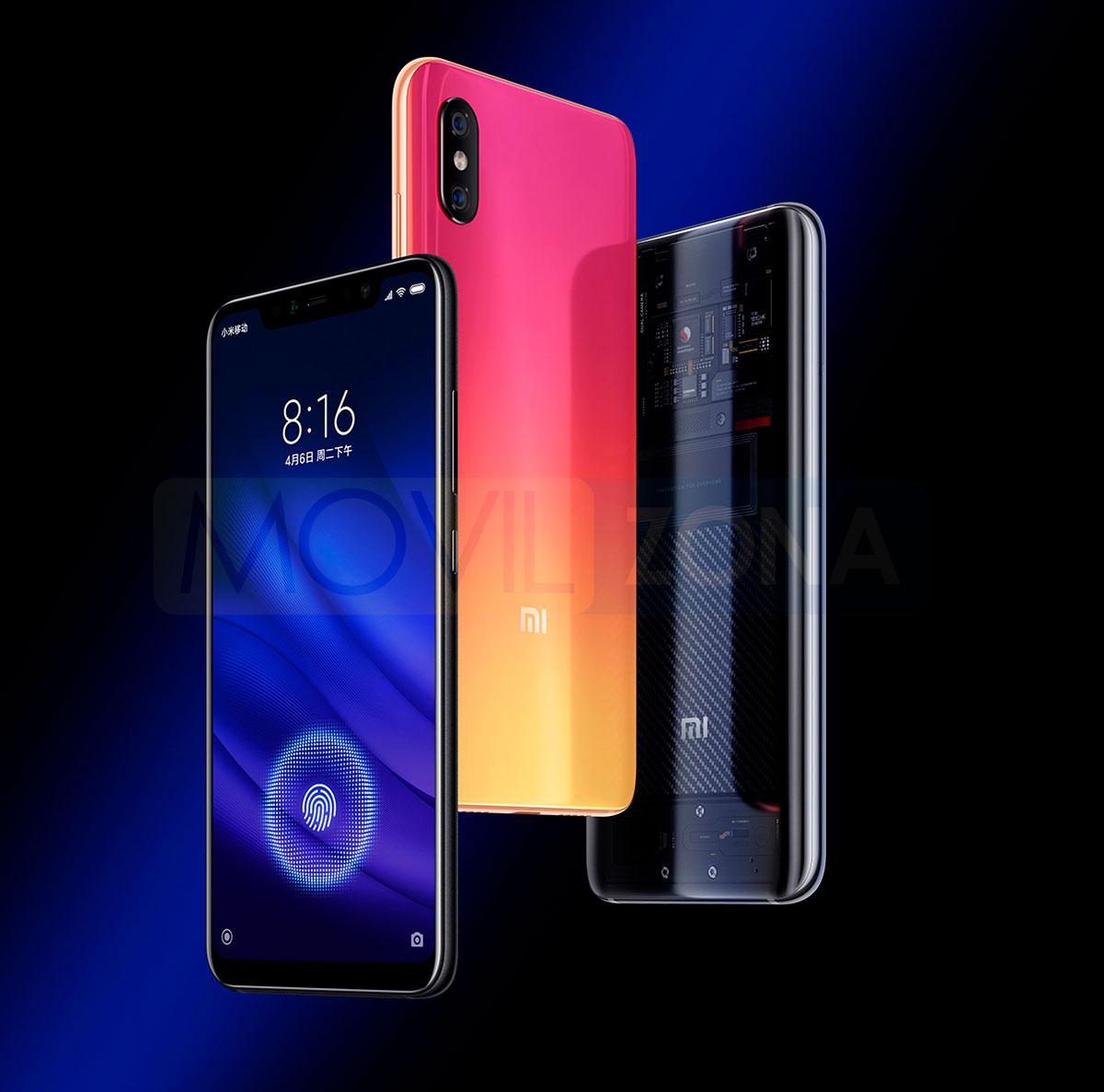 Xiaomi Mi 8 Pro negro, rosa y azul