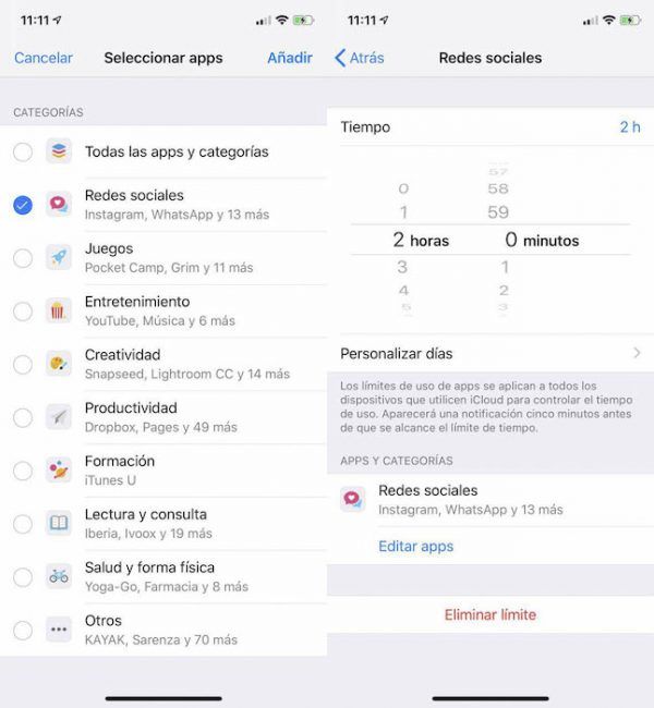 categorias tiempos ios 12
