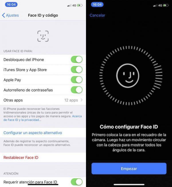 face id ios 12