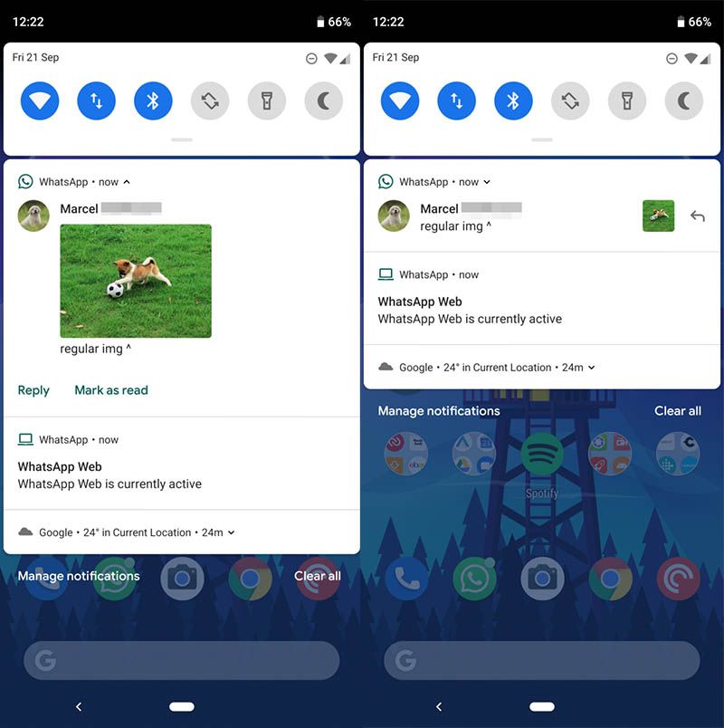 notificaciones whatsapp pie