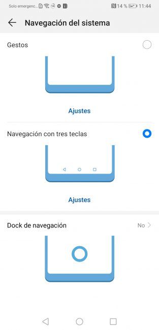 Opciones botones en el Huawei Mate 20