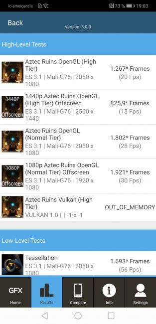 Resultados GFXbench Huawei Mate 20