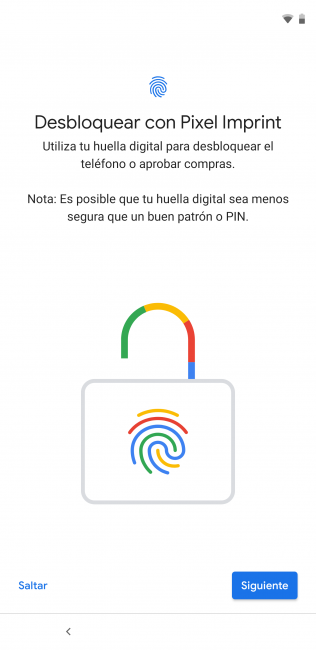 Lector de huellas en el Pixel 3 XL