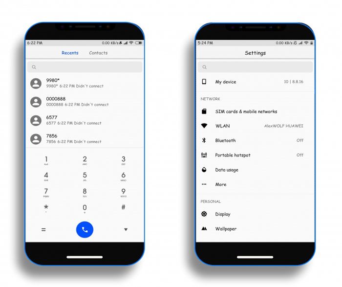 Interfaz de smartphone Xiaomi con tema personalizado
