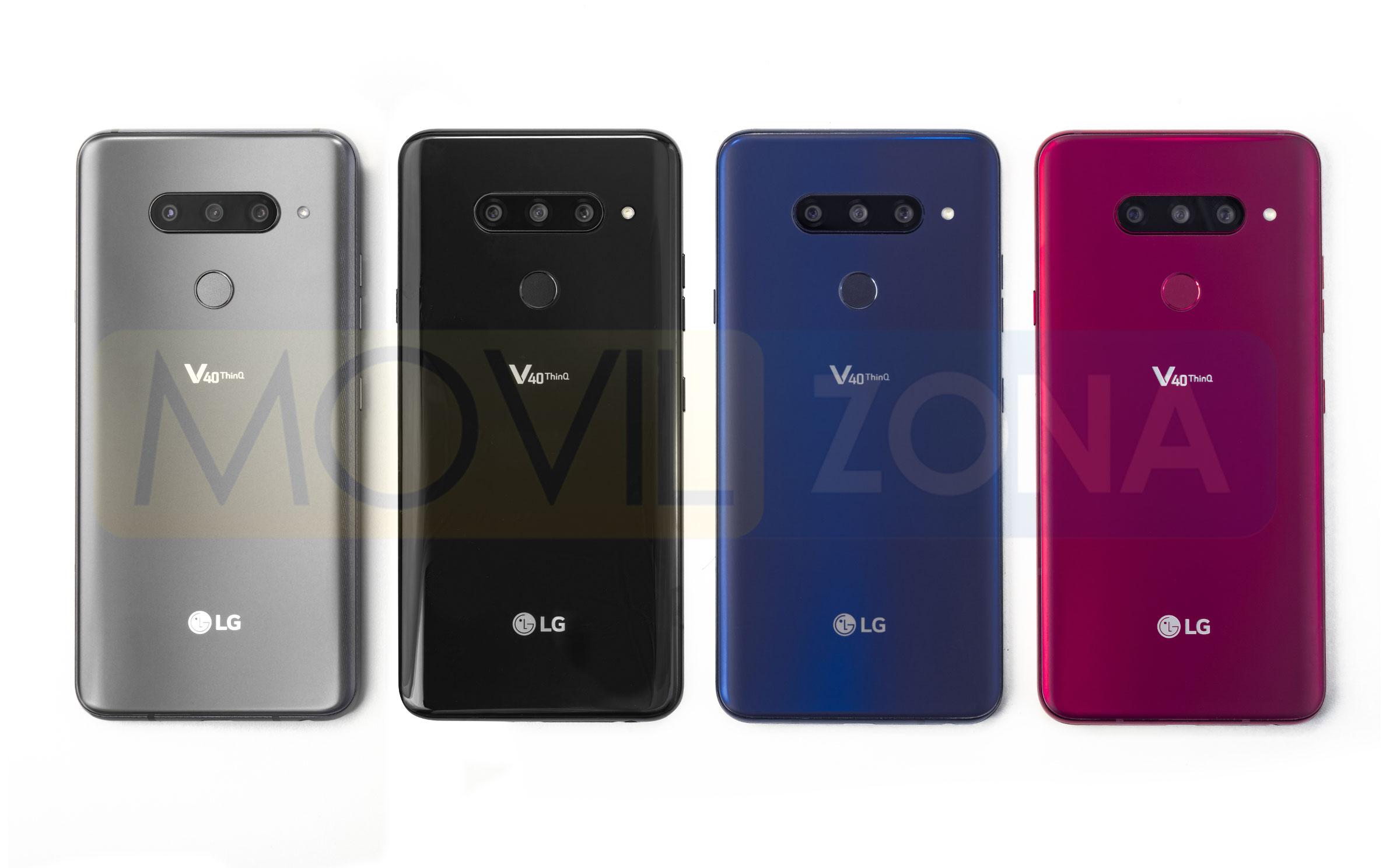 LG V40 ThinQ gris, negro, azul y rojo