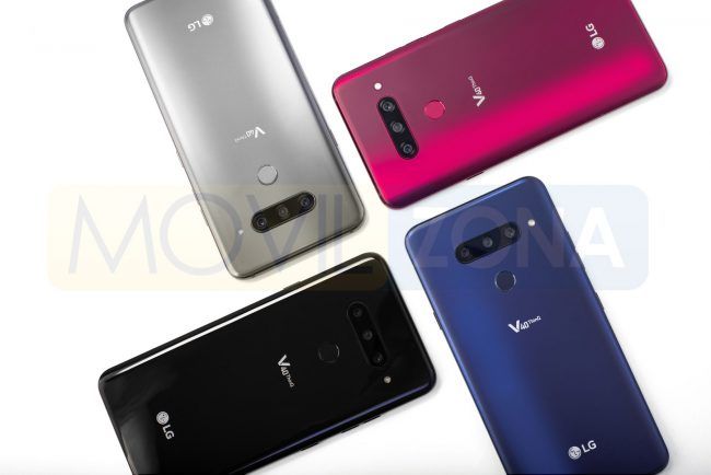 LG V40 ThinQ azul, negro, rojo y plata