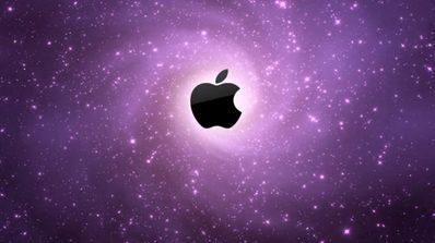 Logo Apple con fondo estrellas