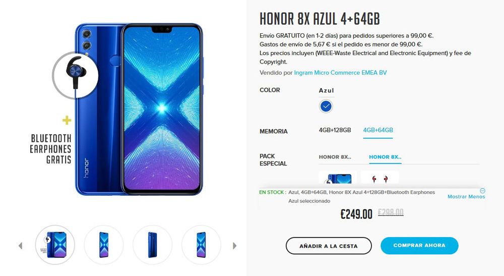 Precio del Honor 8X en España