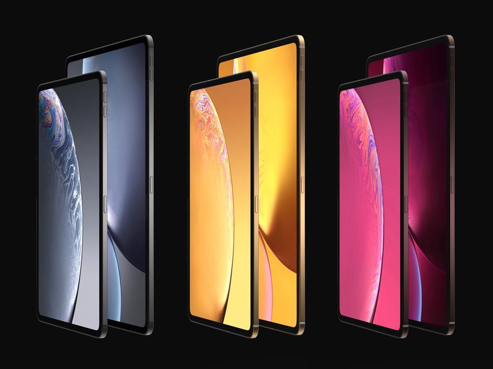 iPad Pro 2018 con pantalla de distintos colores