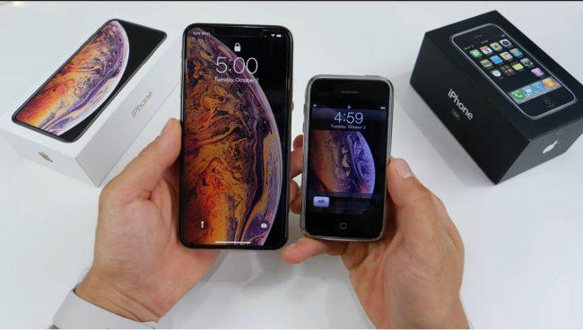 Diferencias entre las dimensiones de la pantalla en la comparativa iPhone XS Max VS iPhone 2G