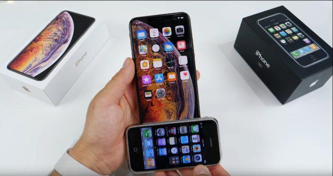 Tamaño de la pantalla del iPhone XS Max frente a la del iPhone 2G