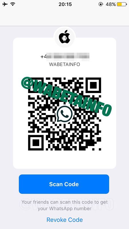 Opción de agragar nuevo contacto de WhatsApp mediante código QR