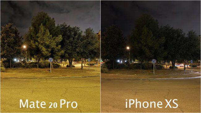 Foto noche comparado Huawei Mate 20 Pro y el iPhone XS