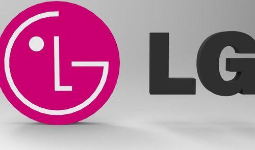 Logotipo de LG con sombra y fondo gris