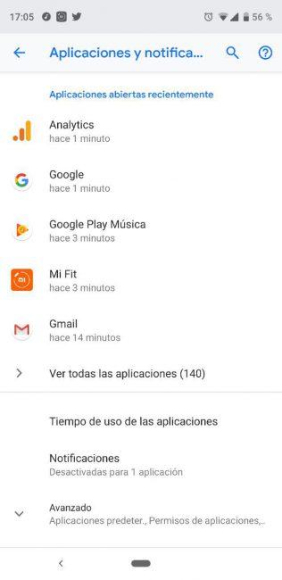 Opciones notificaciones en Android