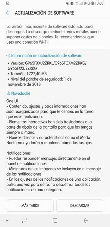 Actualización OTA con Android 9 Pie para el Galaxy S9