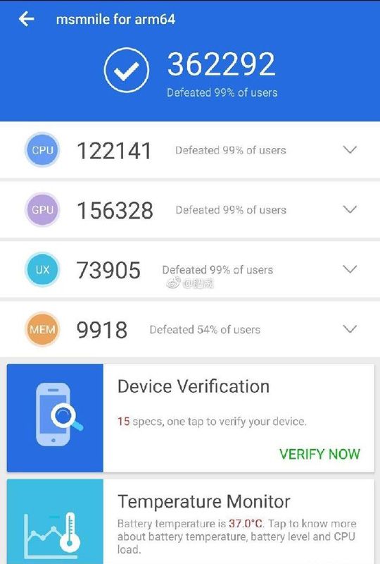 Rendimiento del procesador Qualcomm Snapdragon 8150 en AnTuTu