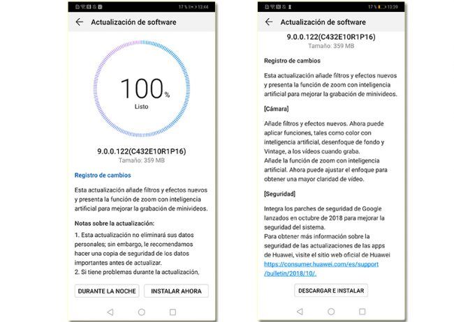 capturas actualizacion mate 20 pro
