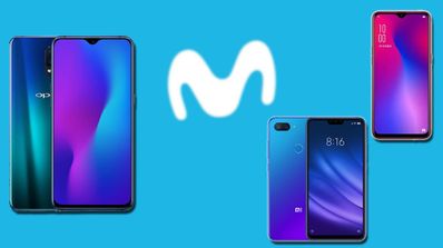 Logo Movistar con teléfonos Oppo y Xaomi