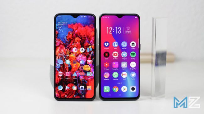 Teléfono Oppo RX17 Pro comparado con el OnePlus 6T