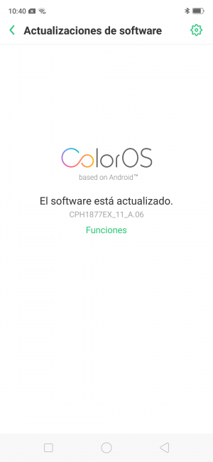 Información de ColorOS del Oppo RX17 Pro