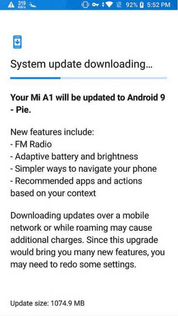 Android 9 para el Xiaomi Mi A1