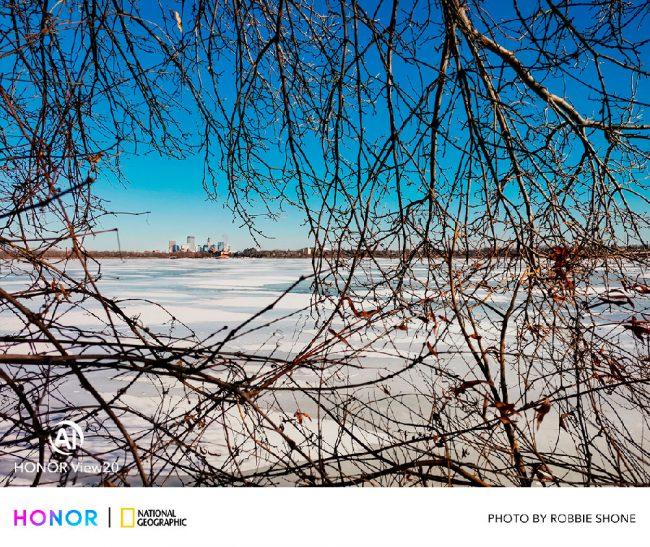 Foto de paisaje helado hecha con la cámara del Honor View20