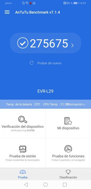 Resultado AnTuTu Huawei Mate 20 X
