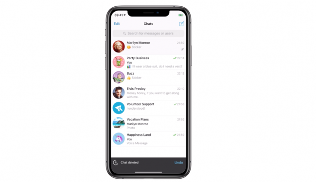 deshacer eliminar chat telegram