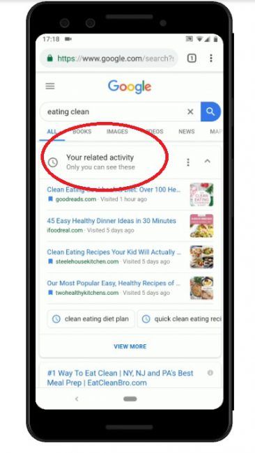 nuevas tarjetas actividad google