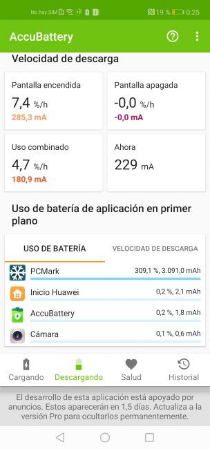 Datos consumos con el Honor View20