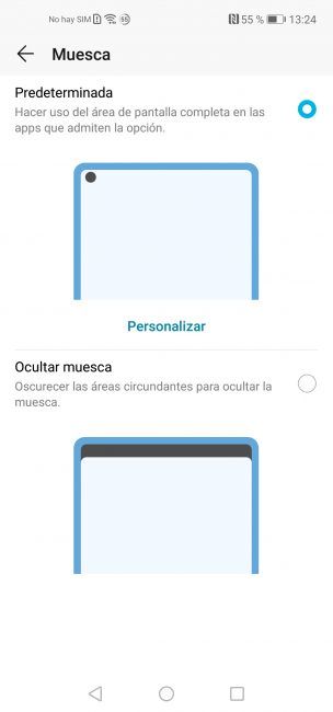Ocultar agujero en el Honor View20