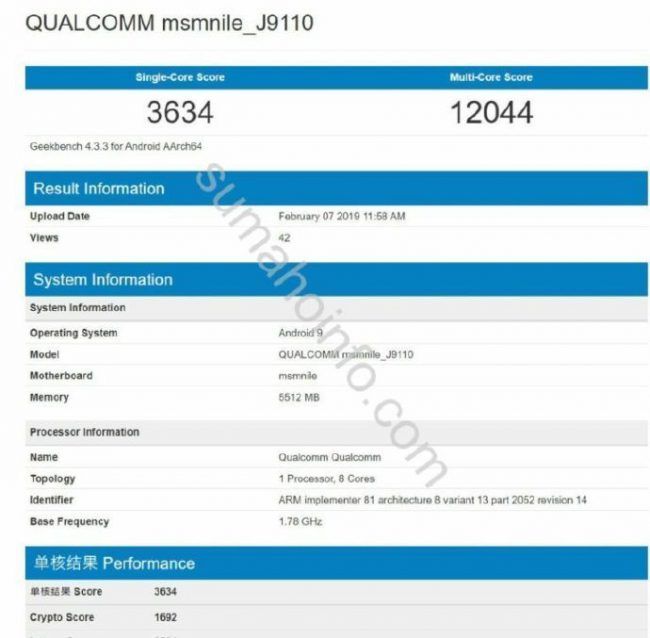 Sony Xperia XZ4 GeekBench