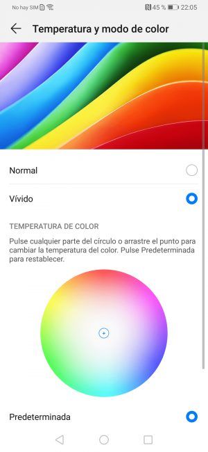 Modo colores pantalla Huawei P30