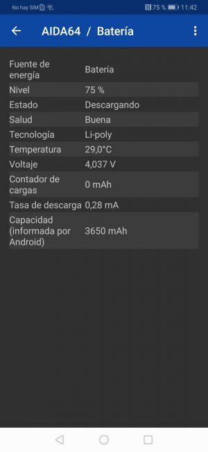 Datos batería aida Huawei P30