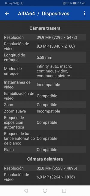 Datos pantalla aida Huawei P30
