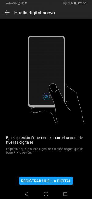 Lector huellas Huawei P30