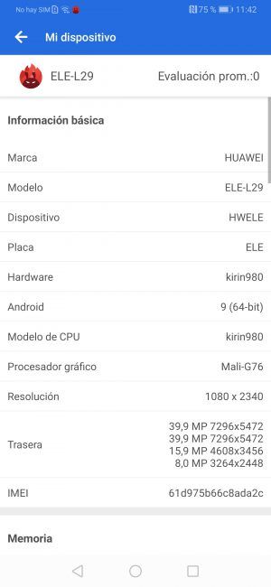 Antutu datos Huawei P30