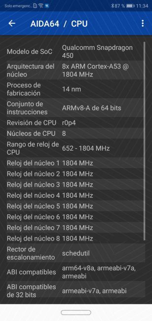 Datos del teléfono Huawei Y9 2019